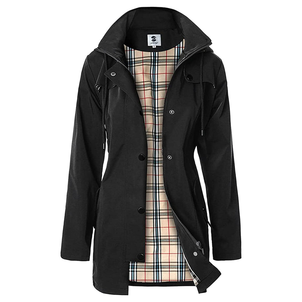 Women's Long Hooded Rain Jacket JEC Shops LLC