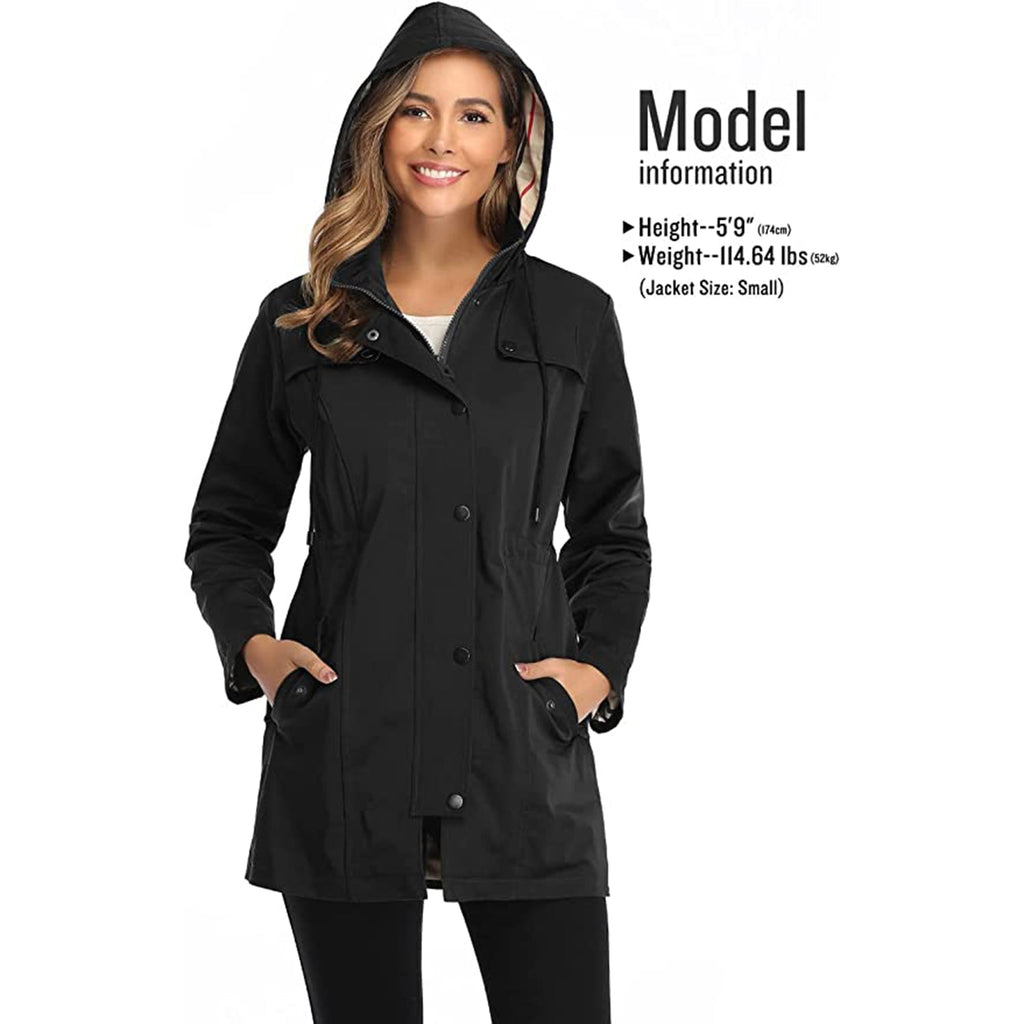 Women's Long Hooded Rain Jacket JEC Shops LLC