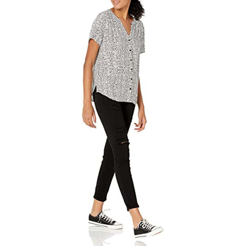 Women's Short-Sleeve Woven Blouse JEC Shops LLC