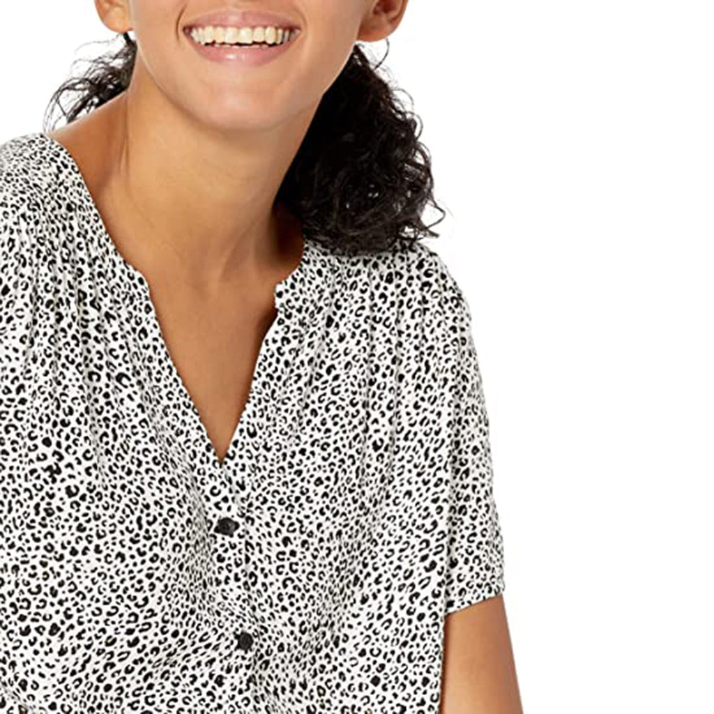 Women's Short-Sleeve Woven Blouse JEC Shops LLC