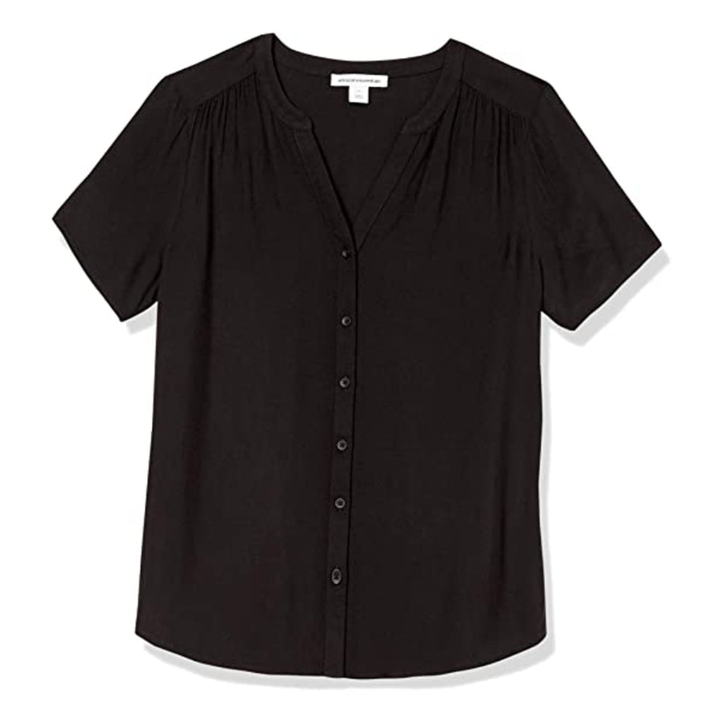 Women's Short-Sleeve Woven Blouse JEC Shops LLC