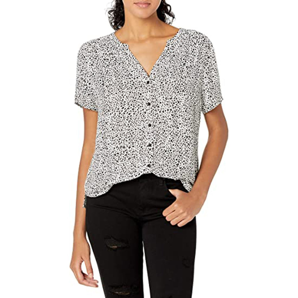 Women's Short-Sleeve Woven Blouse JEC Shops LLC