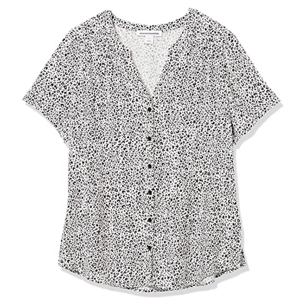 Women's Short-Sleeve Woven Blouse JEC Shops LLC